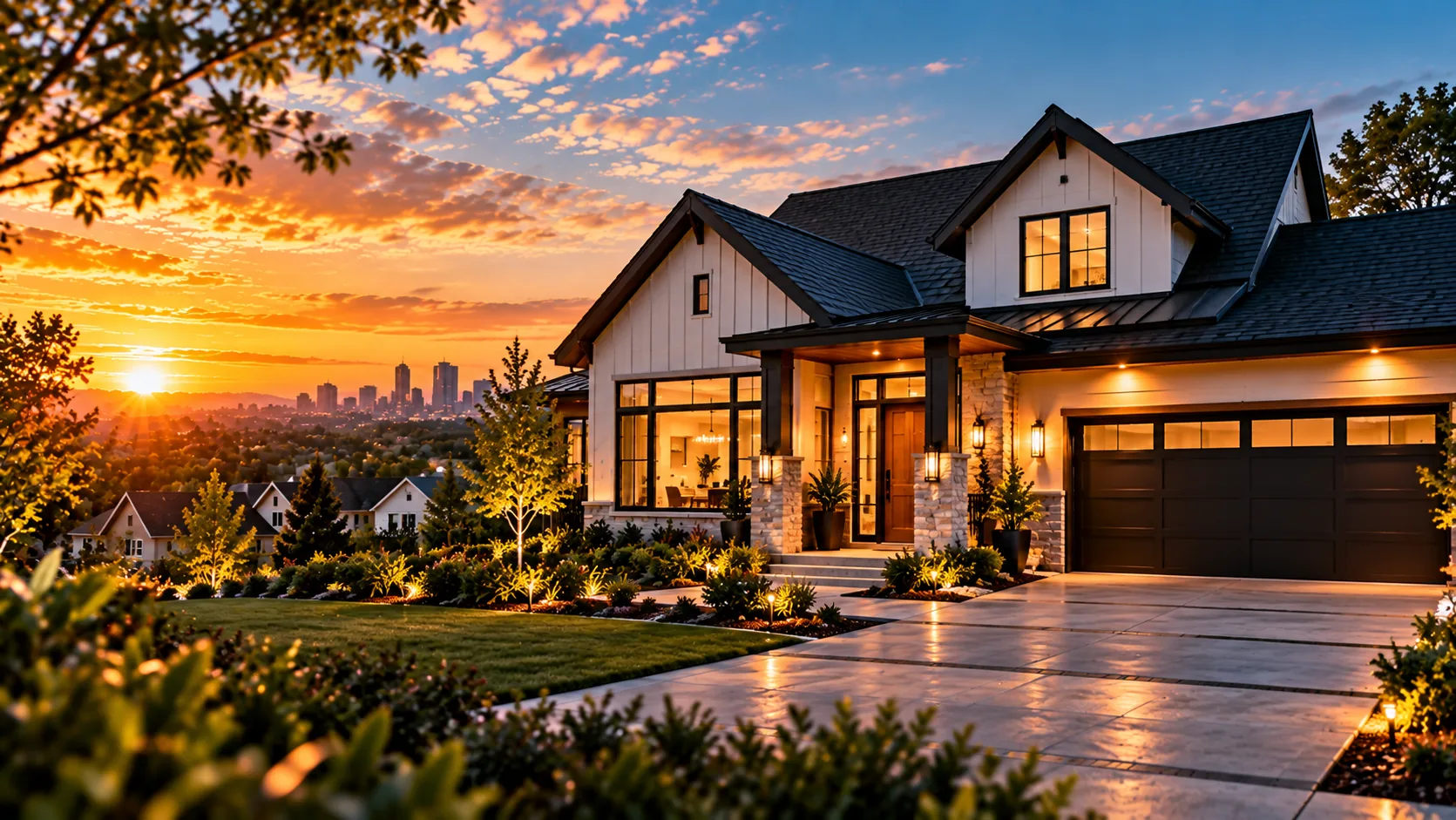 DSCR rental loan financing a move-in-ready single-family rental home at dusk
